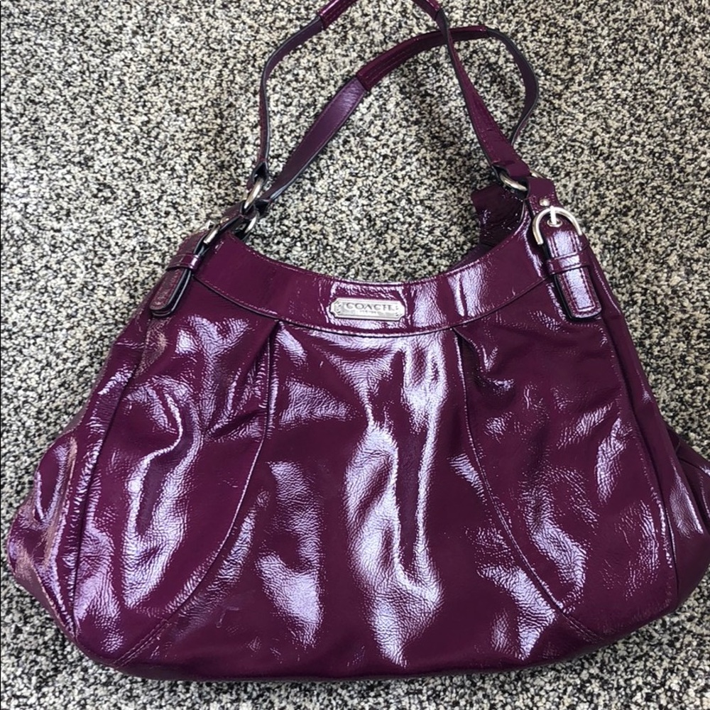 Purple patent leather Coach bag